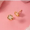 Cercei din aur 14K Mother of Pearl Clover picture - 2