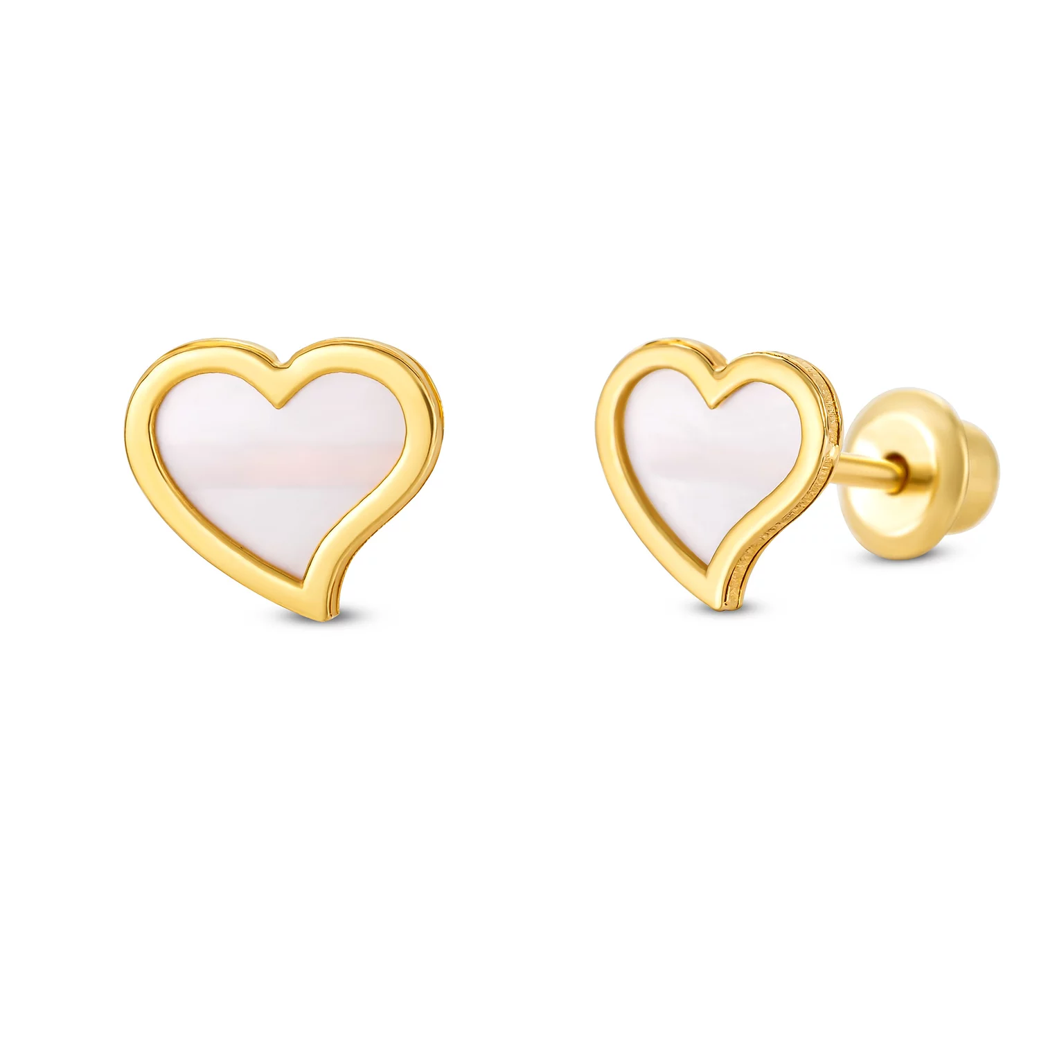 Cercei din aur 14K Pearled Cartoon Hearts