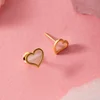 Cercei din aur 14K Pearled Cartoon Hearts picture - 2