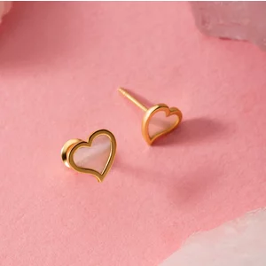 Cercei din aur 14K Pearled Cartoon Hearts