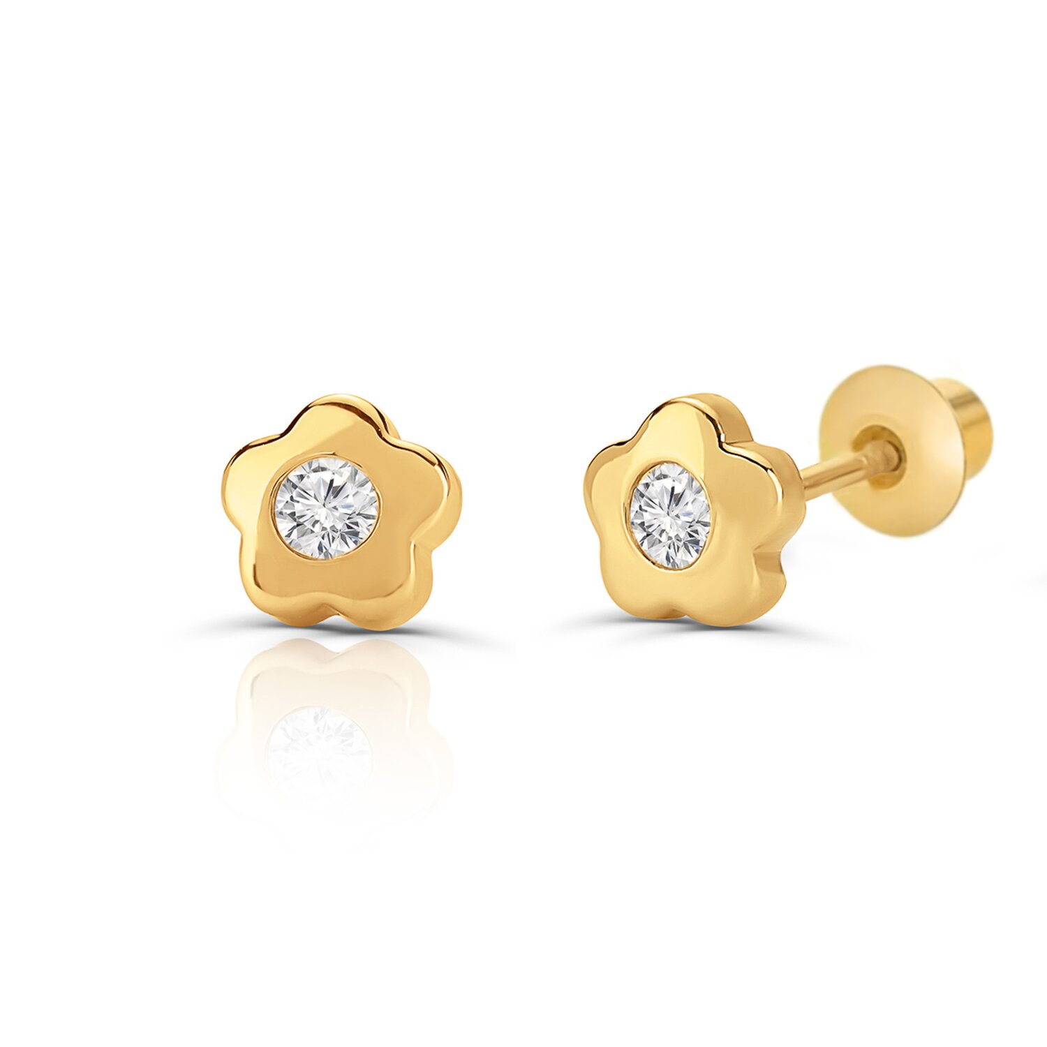 Cercei din aur 14K pentru copii Flowers and Crystals