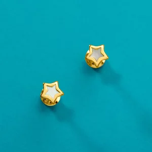 Cercei din aur 14K pentru copii Mother of Pearl Stars