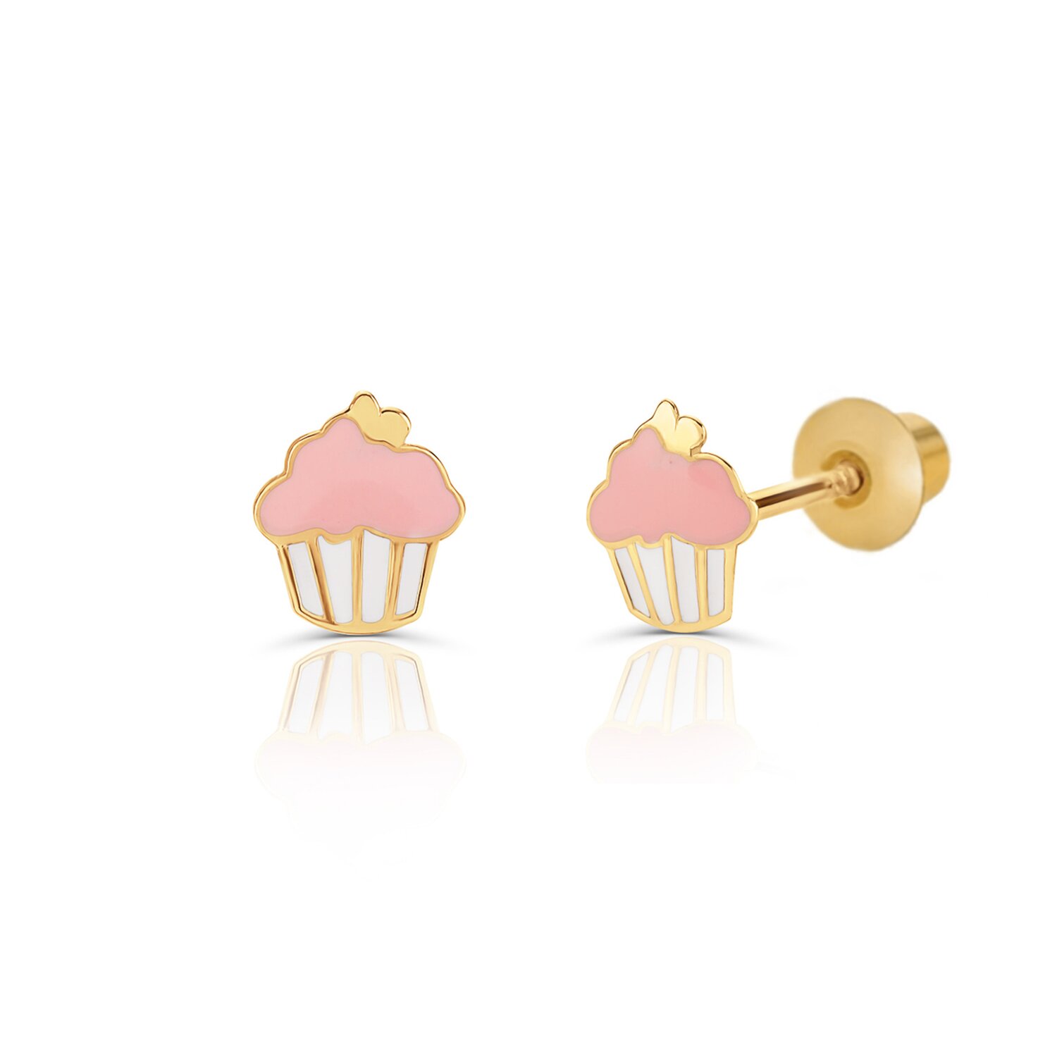 Cercei din aur 14K pentru copii Pink Cupcakes