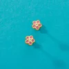 Cercei din aur 14K pentru copii Pink Flowers picture - 3