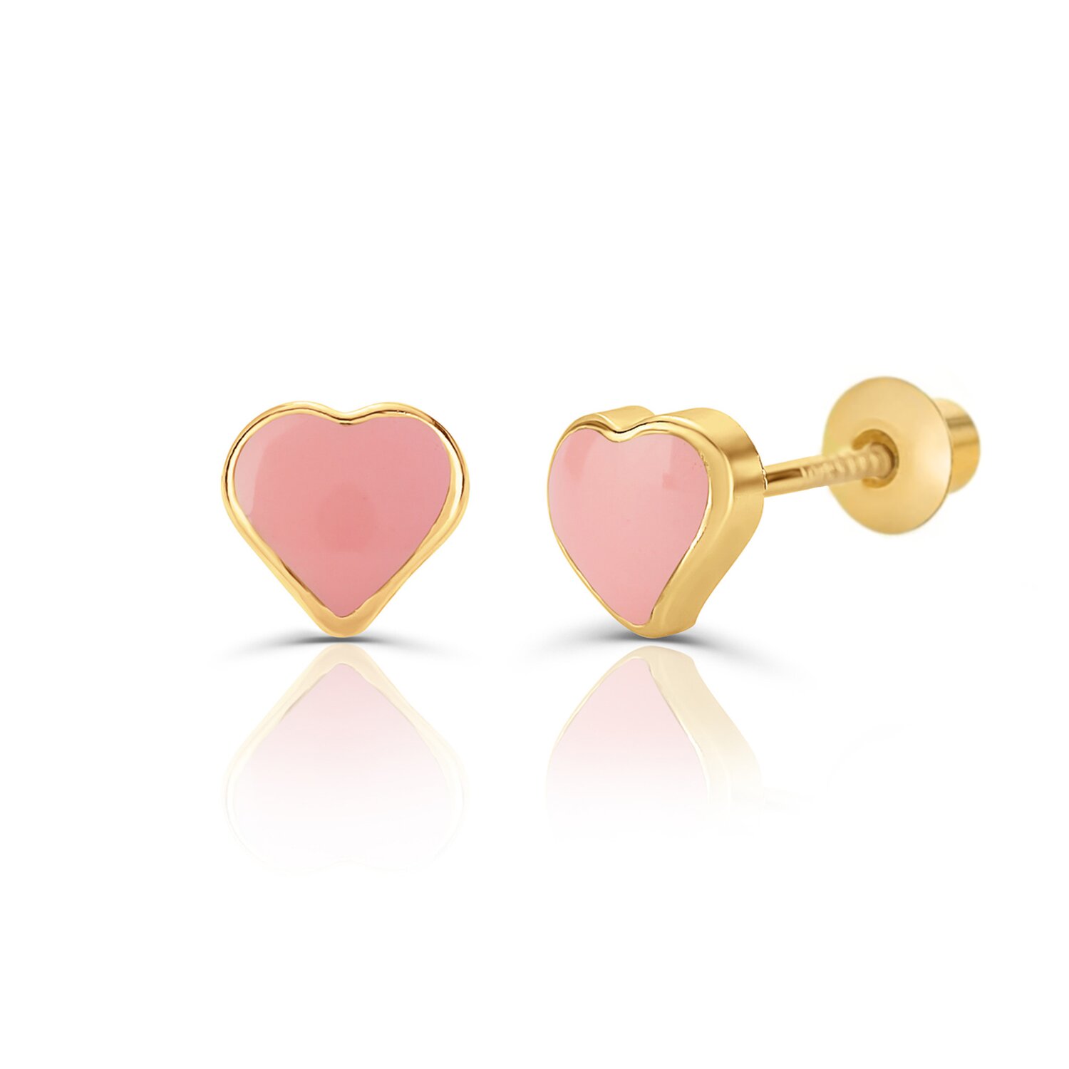 Cercei din aur 14K pentru copii Pink Hearts