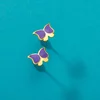 Cercei din aur 14K pentru copii Purple Butterflies picture - 3