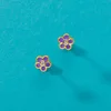 Cercei din aur 14K pentru copii Purple Flowers picture - 3