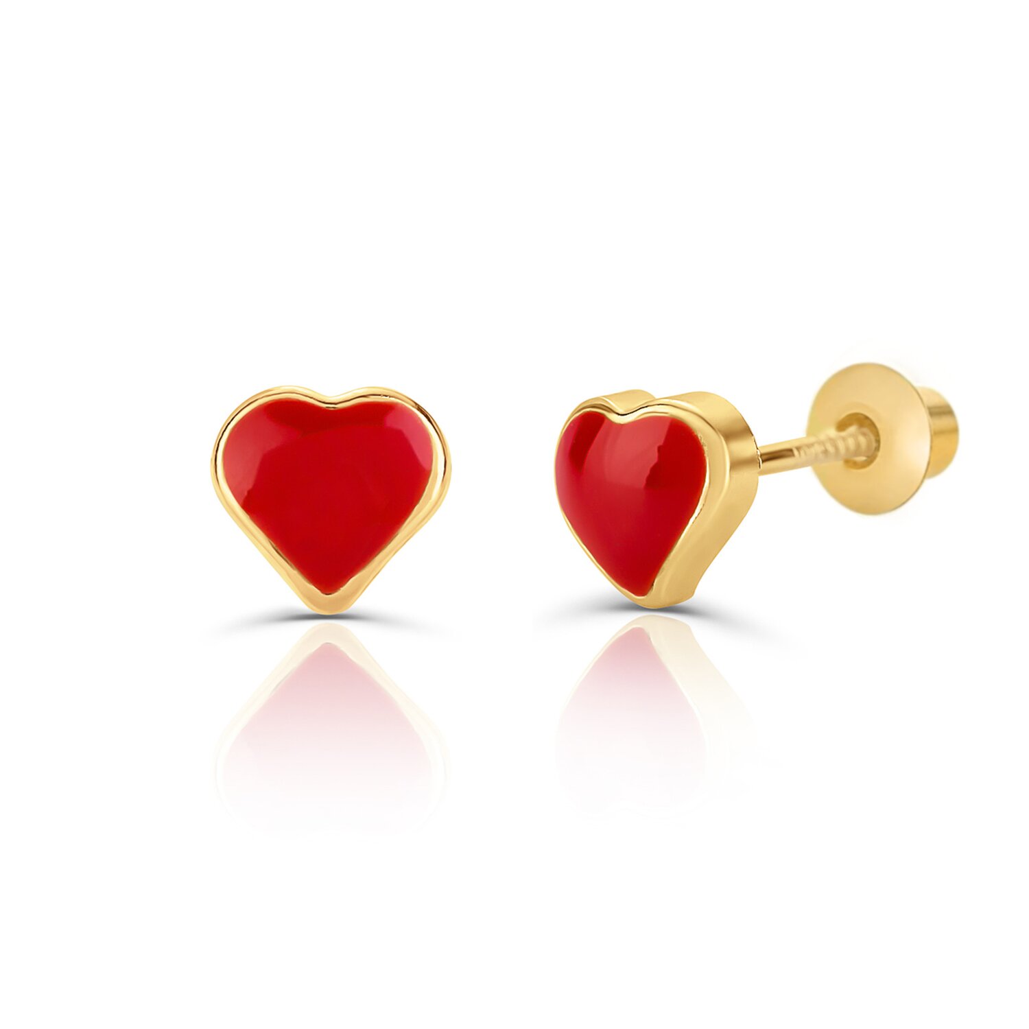 Cercei din aur 14K pentru copii Red Hearts