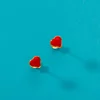 Cercei din aur 14K pentru copii Red Hearts picture - 3