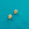 Cercei din aur 14K pentru copii Ribbed Stars and Crystals picture - 2