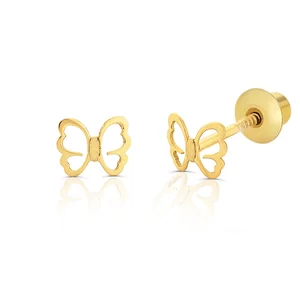 Cercei din aur 14k pentru copii Small Butterfly Outline