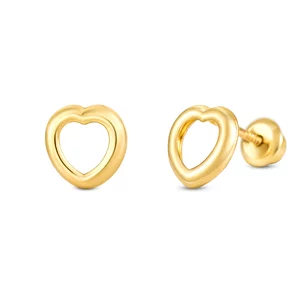 Cercei din aur 14K Round Empty Heart