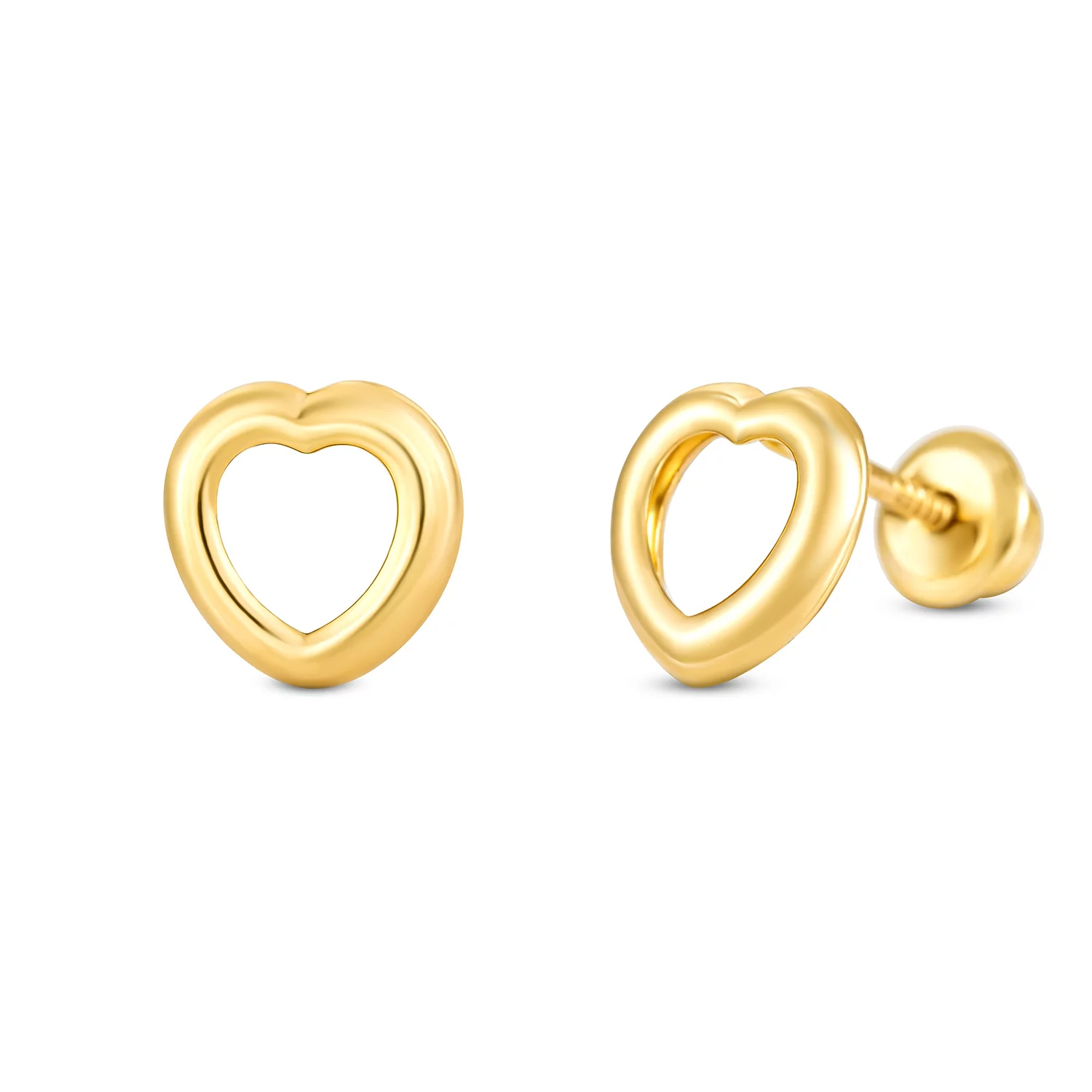 Cercei din aur 14K Round Empty Heart