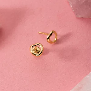 Cercei din aur 14K Round Empty Heart