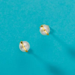 Cercei din aur 14K Saturn and Pearls