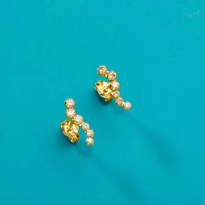 Cercei din aur 14K Small Crystal-Encrusted Snake