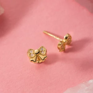Cercei din aur 14K Studded Bow