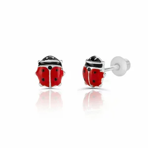 Cercei din aur alb 14K pentru copii Ladybug