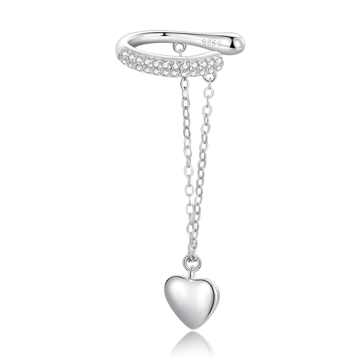 CERCEL din argint Heart Chained Clip