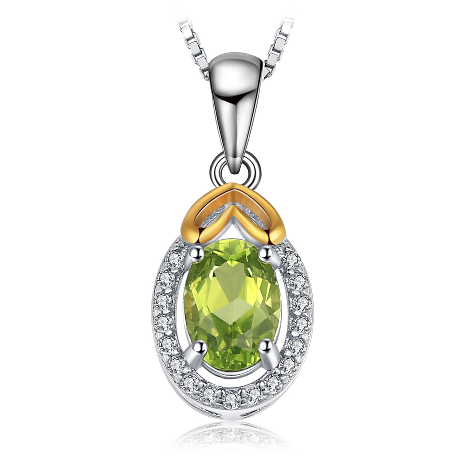 Colier de argint Gold Heart Peridot