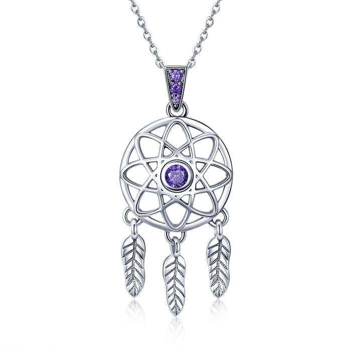 Colier din argint 925 dream catcher purple