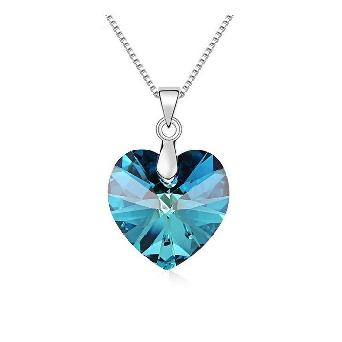 colier din argint bermuda blue heart cu cristal swarovski