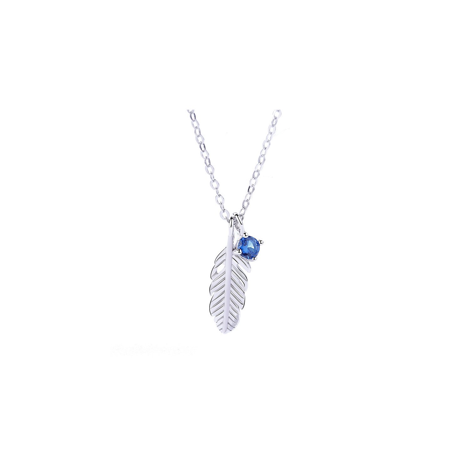 Colier din argint Blue Zircon Feather