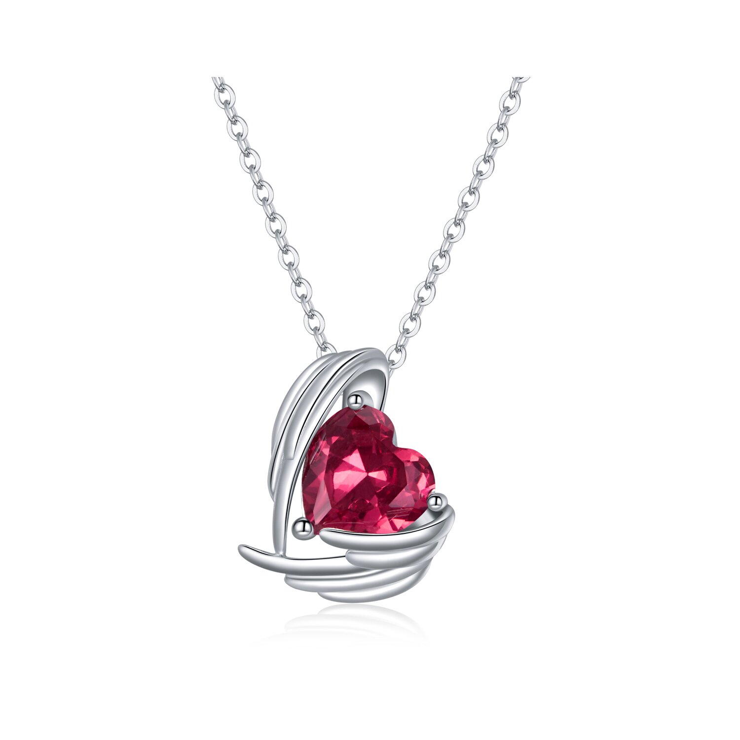 Colier din argint burgundy winged heart