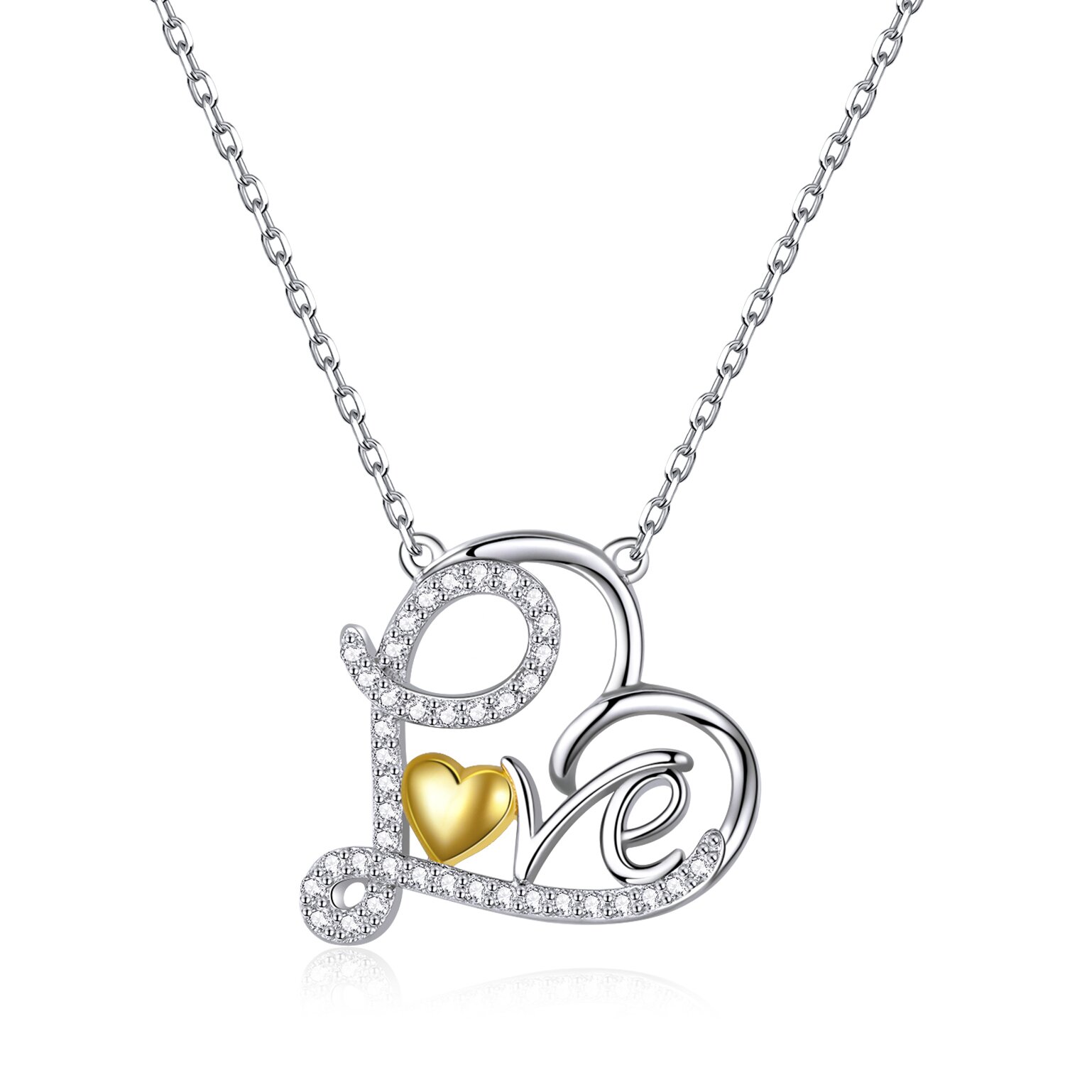 Colier din argint crystal loving heart