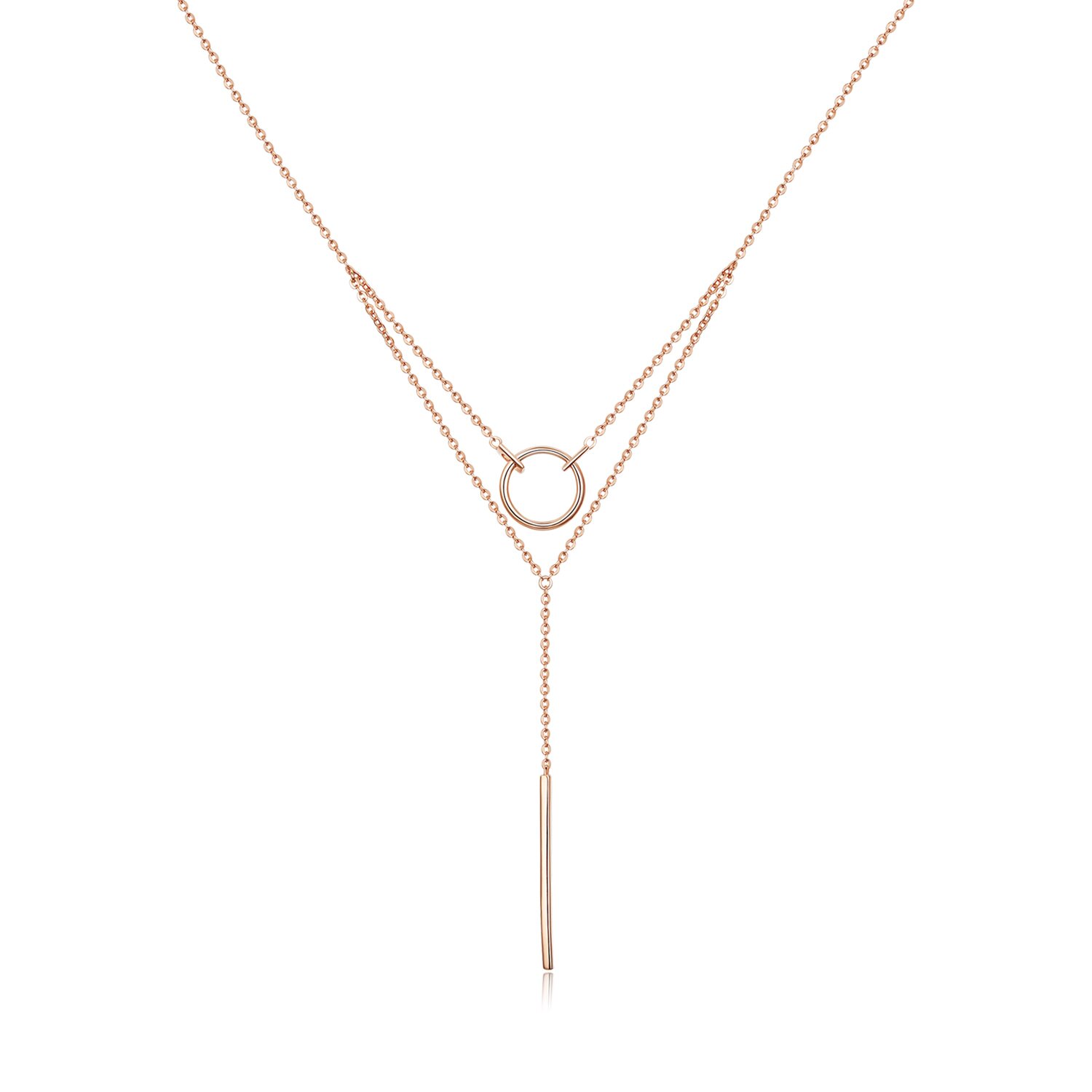 Colier din argint double chain rose gold