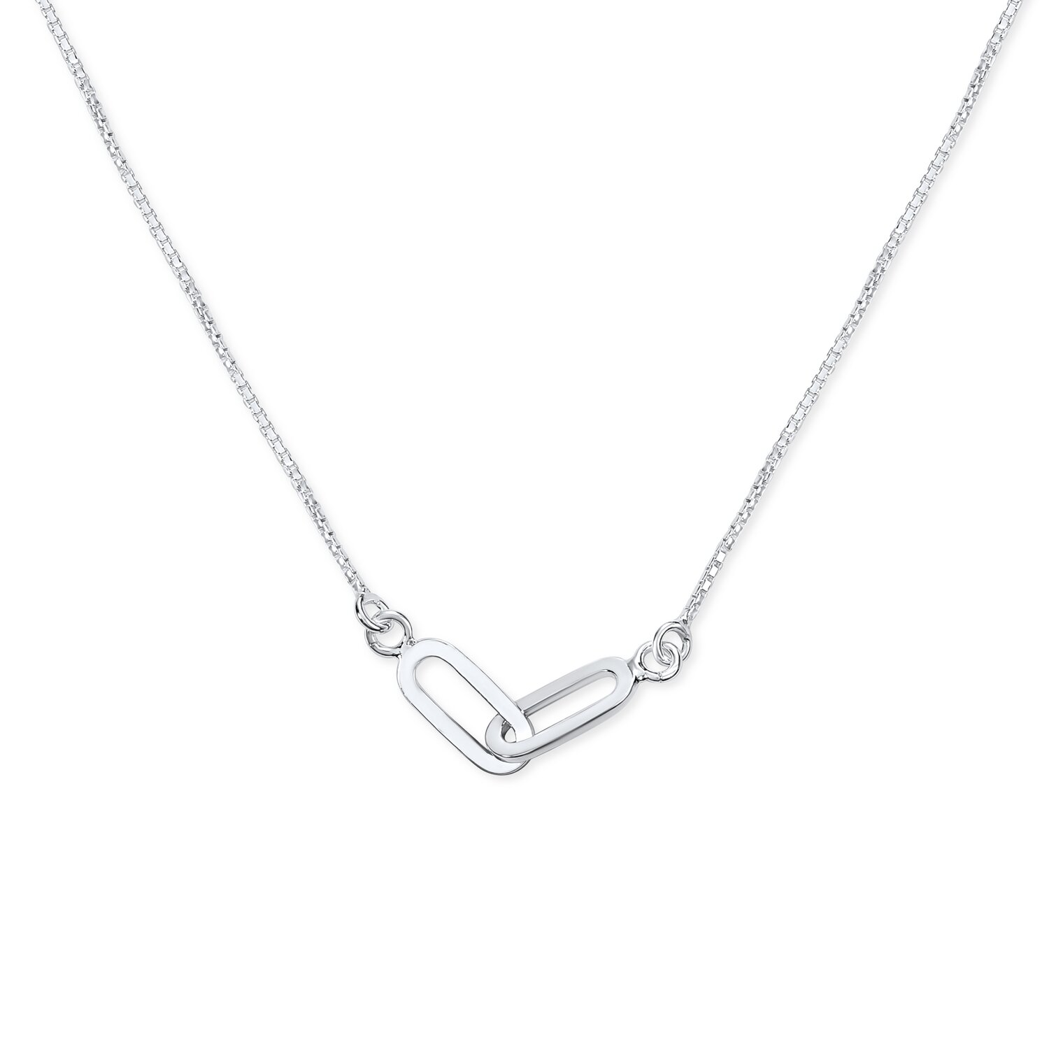 Colier din argint Double Link Paper Clip