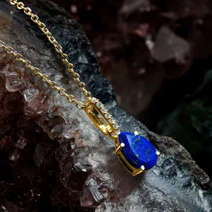 Colier din argint Golden Drop Lapis Lazuli