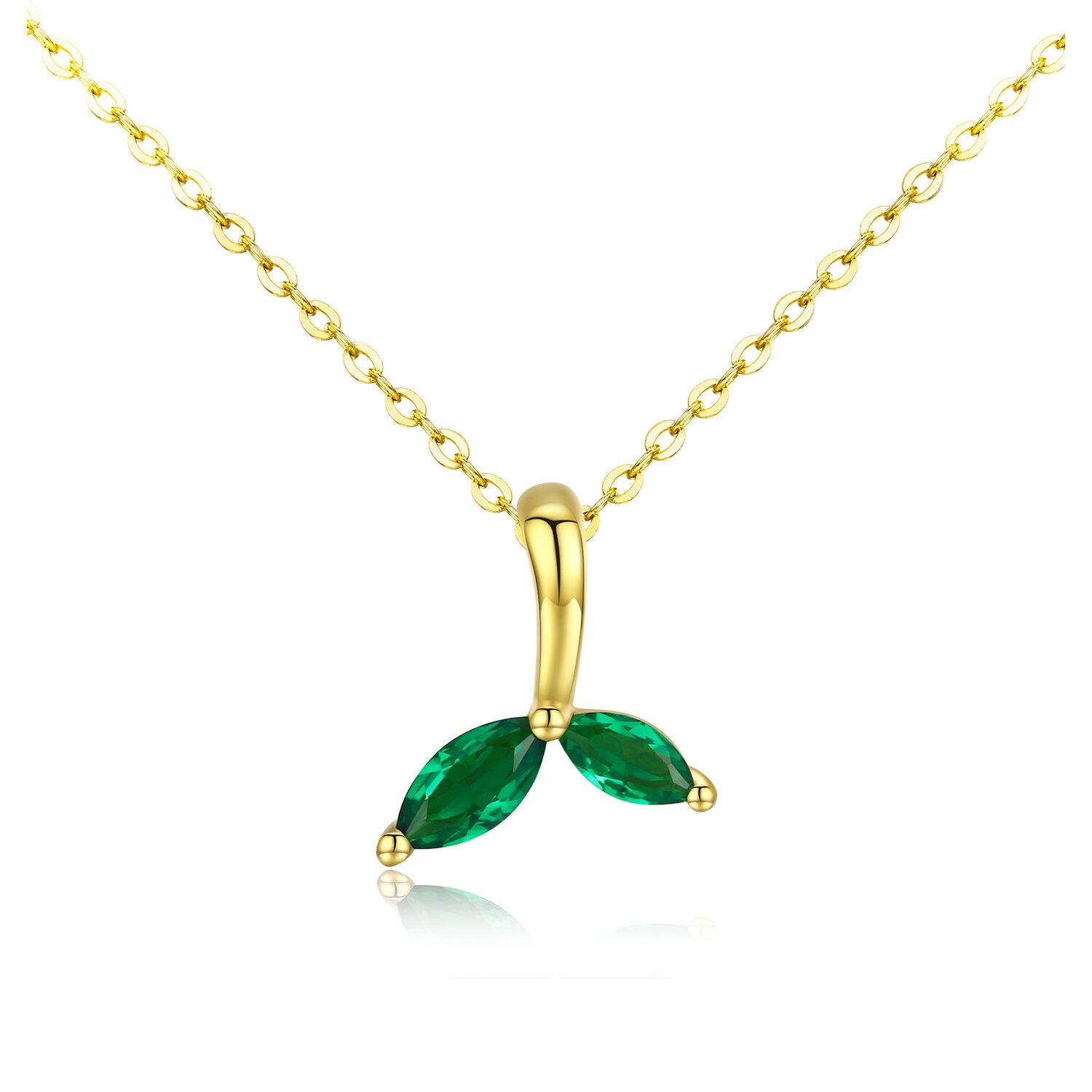 Colier din argint golden green leaves