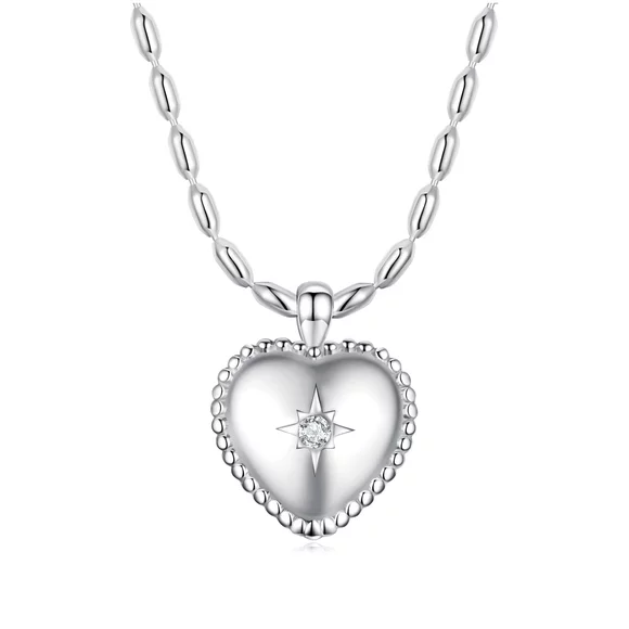 Colier din argint Heart Crystal Star