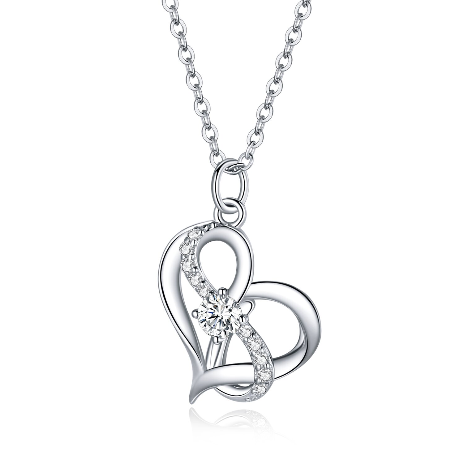 Colier din argint infinite crystal heart