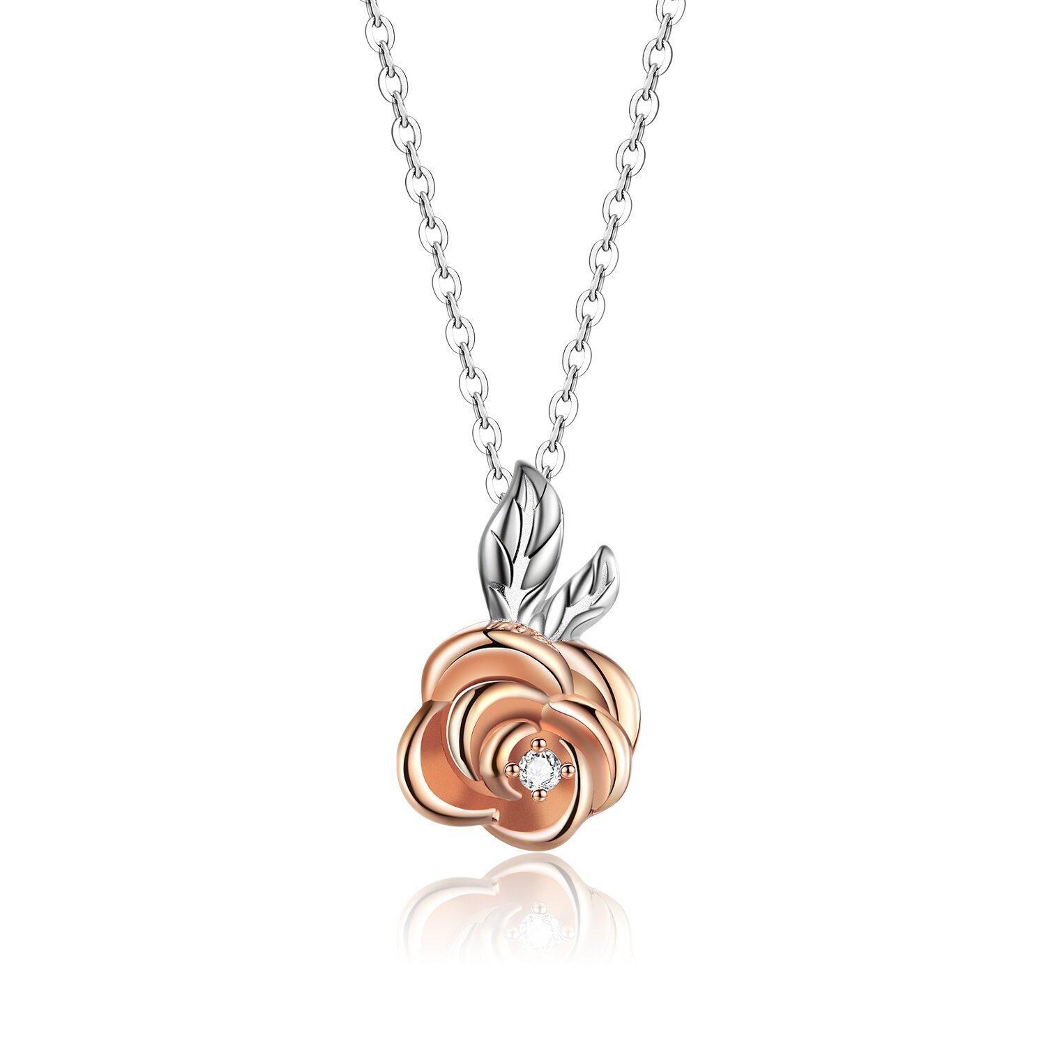 Colier din argint rose gold little flower