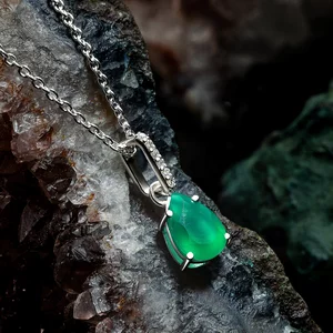 Colier din argint Silver Drop Green Onix