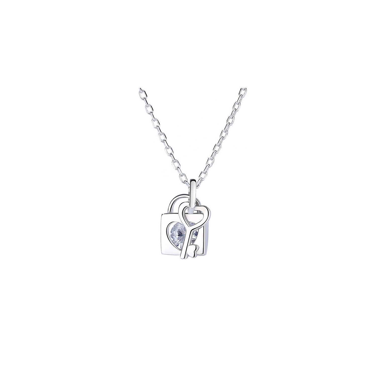 Colier din argint silver heart & key
