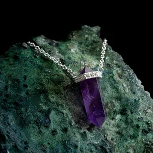 Colier din argint Silver Hexagon Amethyst