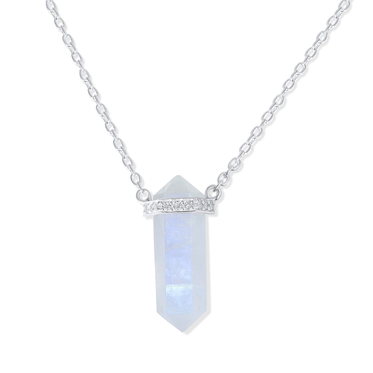 Colier din argint Silver Hexagon Moonstone