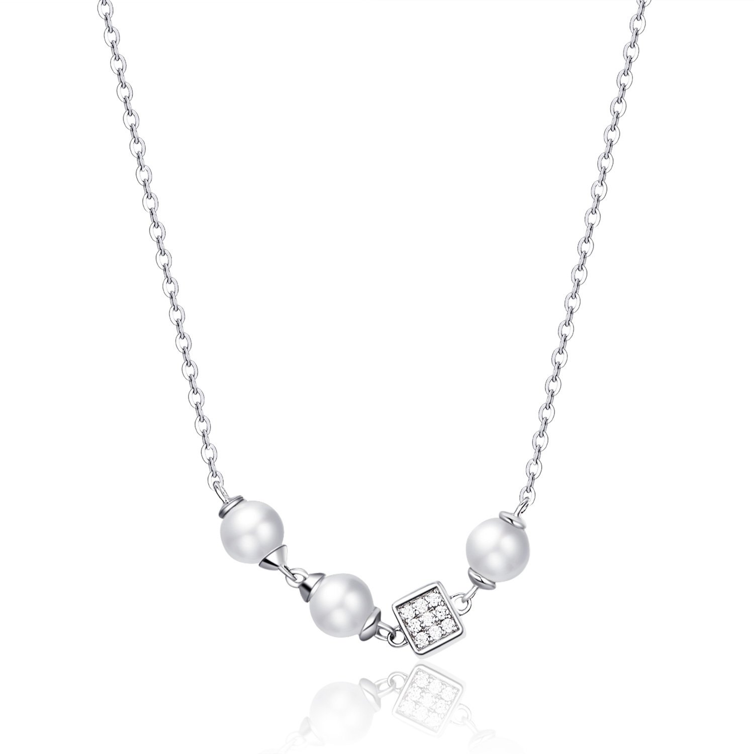 Colier din argint white pearls and cube