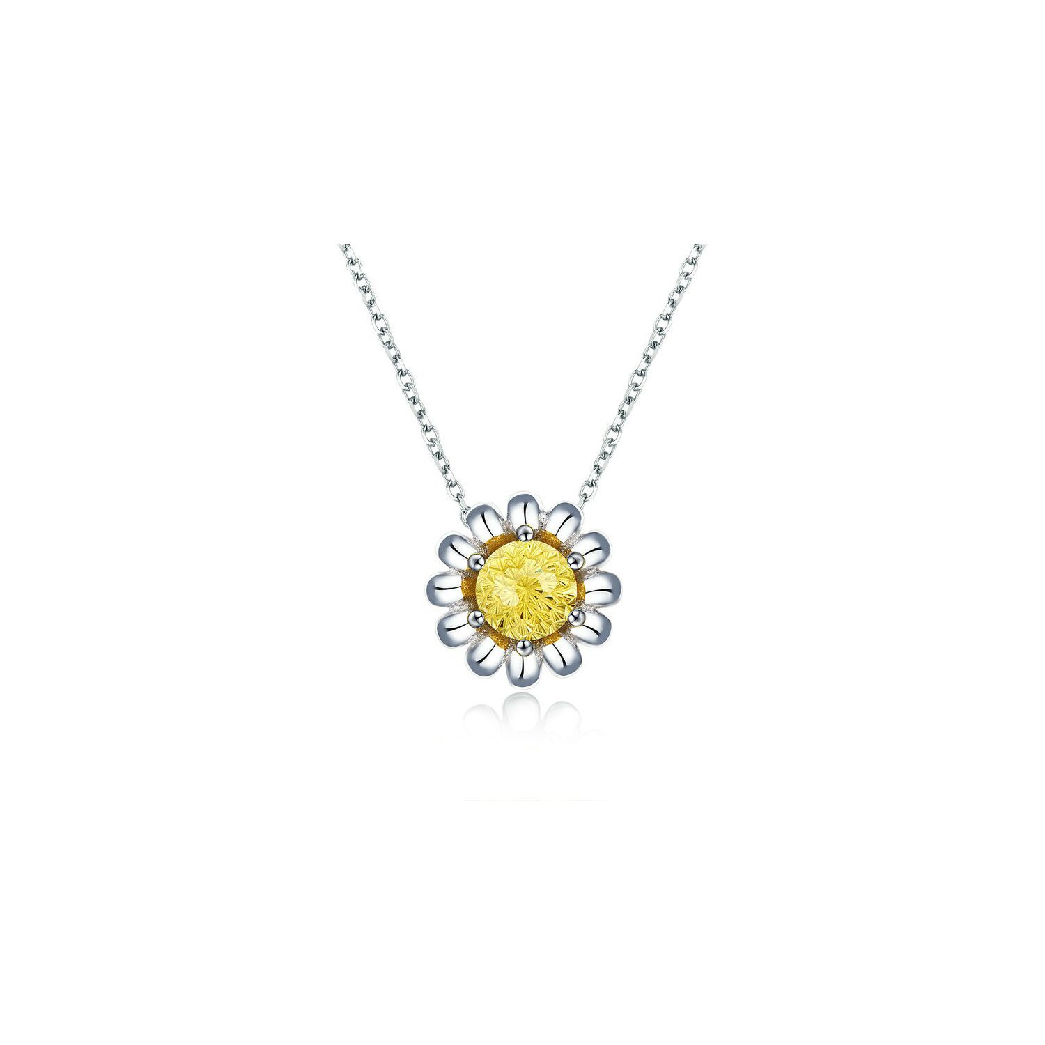 Colier din argint yellow daisy flower