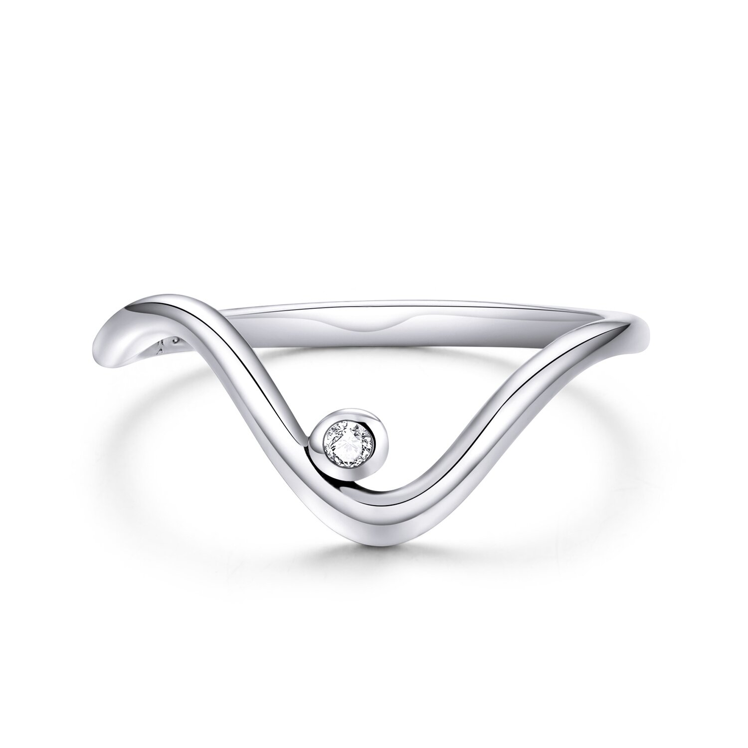 Inel din argint diamond wave