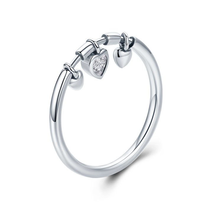 Inel din argint glittering hearts