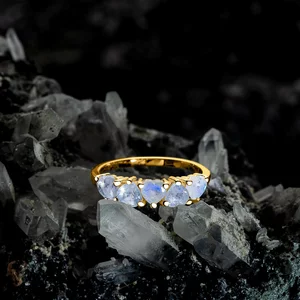 Inel din argint Golden Moonstone Imperial Hearts