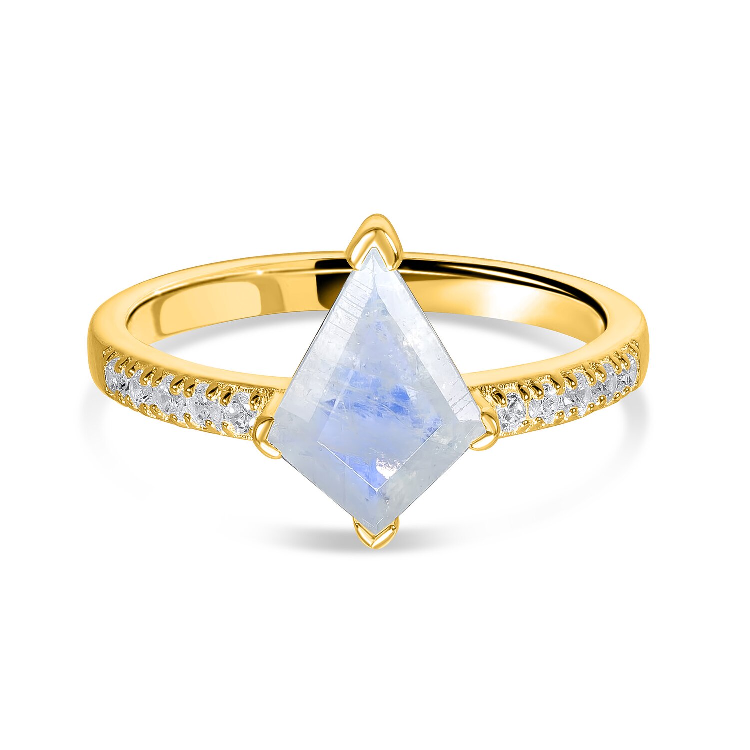 Inel din argint Golden Rhombus Moonstone