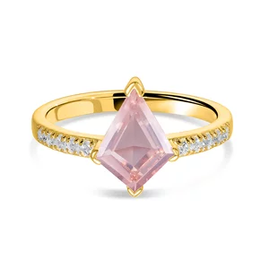 Inel din argint Golden Rhombus Rose Quartz