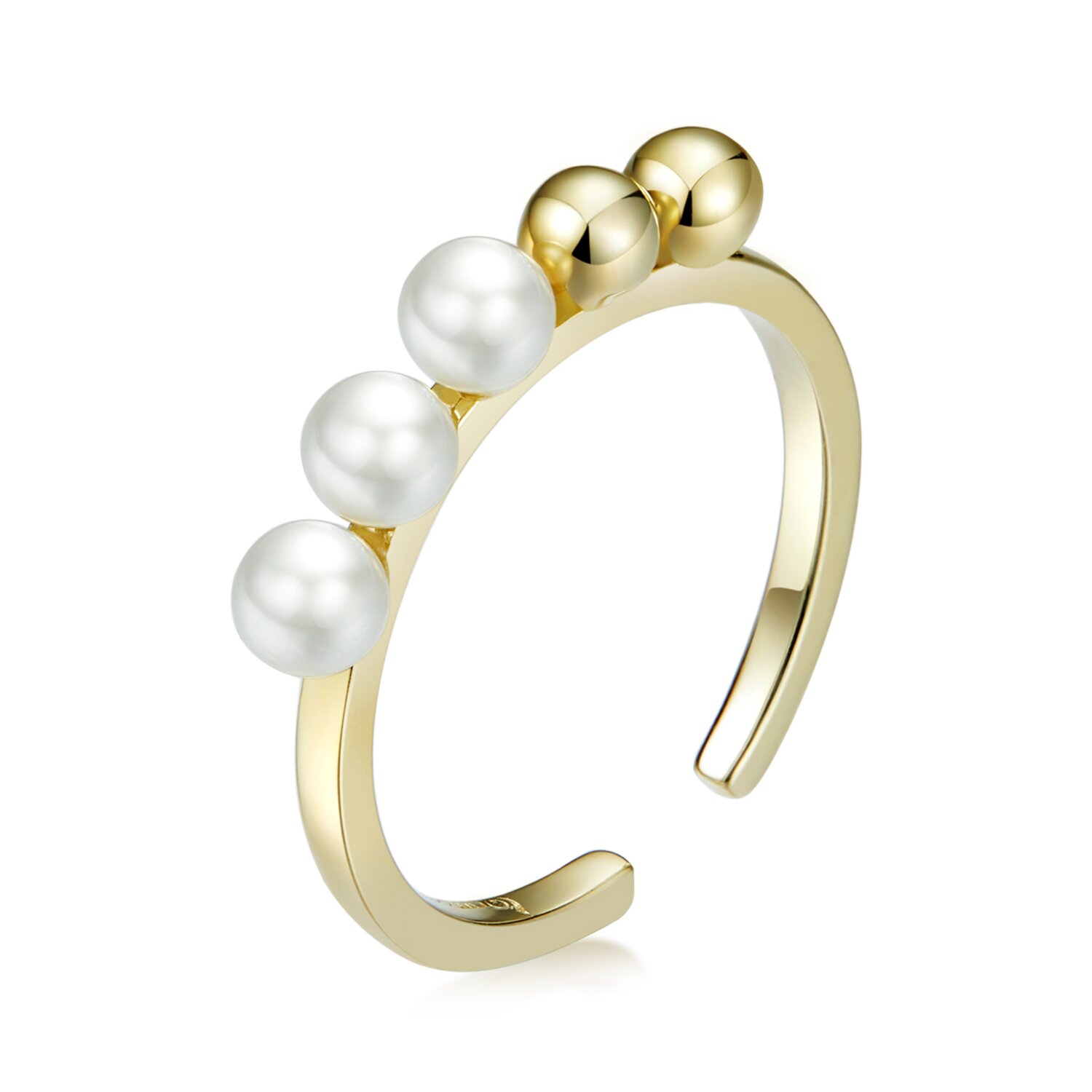 Inel din argint golden round beads ring