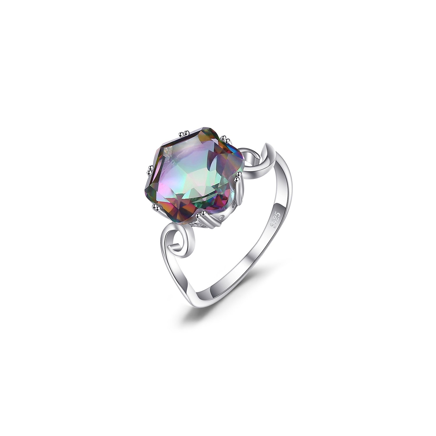Inel din argint hexagon mystic topaz