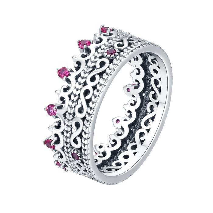 Inel din argint princess pink crown